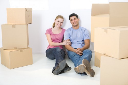 Removal van and moving boxes prepared for a home move in Forestdale